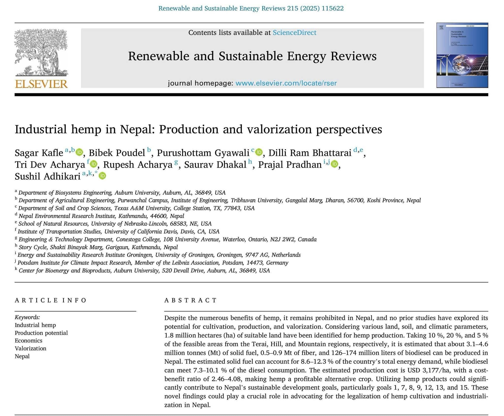 बैकल्पिक बालीका रुपमा देशभर भाङको खेती गर्न सकिने एक अध्ययनले देखाएको छ