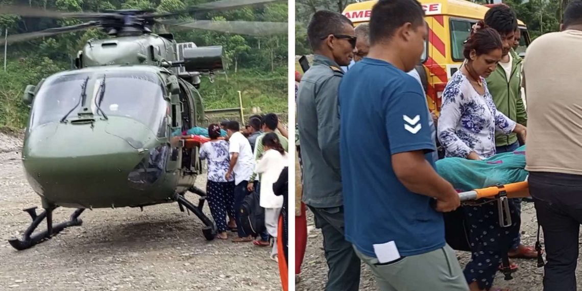 खानीखोला गाउँपालिकाको फुलडाडाँबाट गर्भवती  महिलाको नेपाली सेनाको हेलिकप्टरमार्फत उद्धार