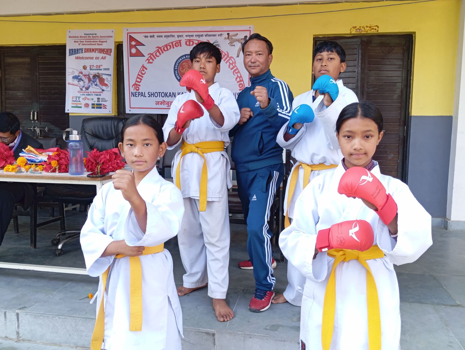 भारतमा कराँते प्रतियोगितामा सहभागी हुने नेपाली टोलीलाई नमोबुद्धमा विदाई