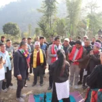 भूकम्पपछि विद्यालय पुनर्निर्माण गरेका गुणराजलाई मिल्चेमा भव्य स्वागत