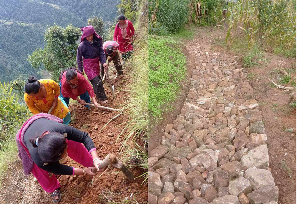 श्रमदानबाट बाटो तथा सिढी निर्माणमा जुट्दै रुपान्तरण अभियान