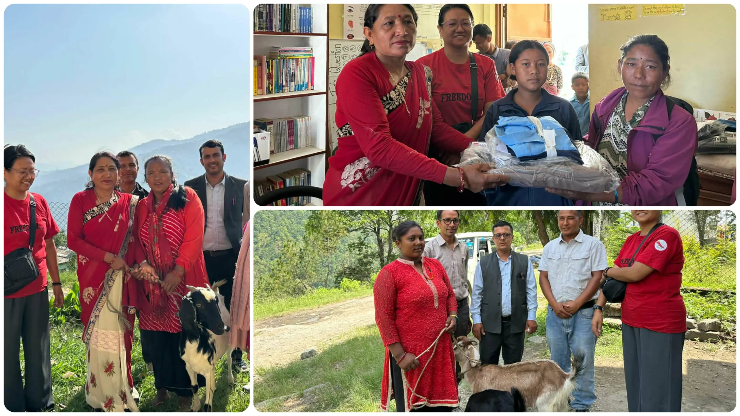 पाँचपोखरीमा शिक्षा र आयआर्जन जोड्ने प्रयास : विद्यार्थीलाई शैक्षिक सामग्री, १३ परिवारलाई बाख्रा सहयोग
