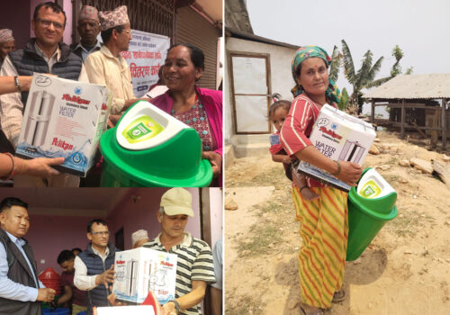ज्वालामुखी गाउँपालिकाद्धारा सुरक्षित खानेपानीका लागि फिल्टर र फोहोर व्यवस्थापनको लागि डस्विन वितरण