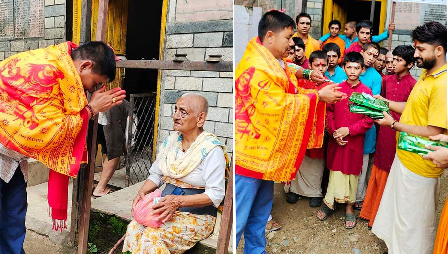 जन्मोत्सवमा आश्रमका बा-आमा र गुरुकुलका विद्यार्थीहरुसंग खुसी साटासाट