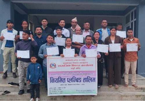 नीलकण्ठ ८ मा जारी तीन महिने प्लम्बिङ तालिम सम्पन्न सकियो