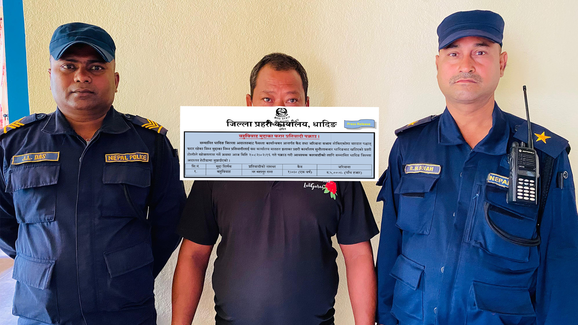 बहुविवाह मुद्दामा फरार रहेका नर बहादुर राना पक्राउ