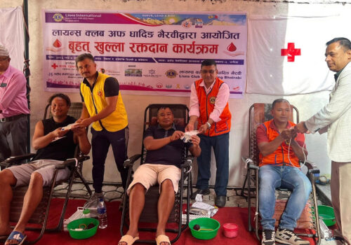 लायन्स क्लब अफ धादिङ भैरवीको आयोजनामा रक्तदान कार्यक्रम सम्पन्न