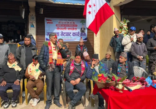 कांग्रेसका उम्मेद्वार रमेश धमलाले गरे साधभन्ज्याङबाट मतदाता भेटघाटको औपचारिक सुभारम्भ