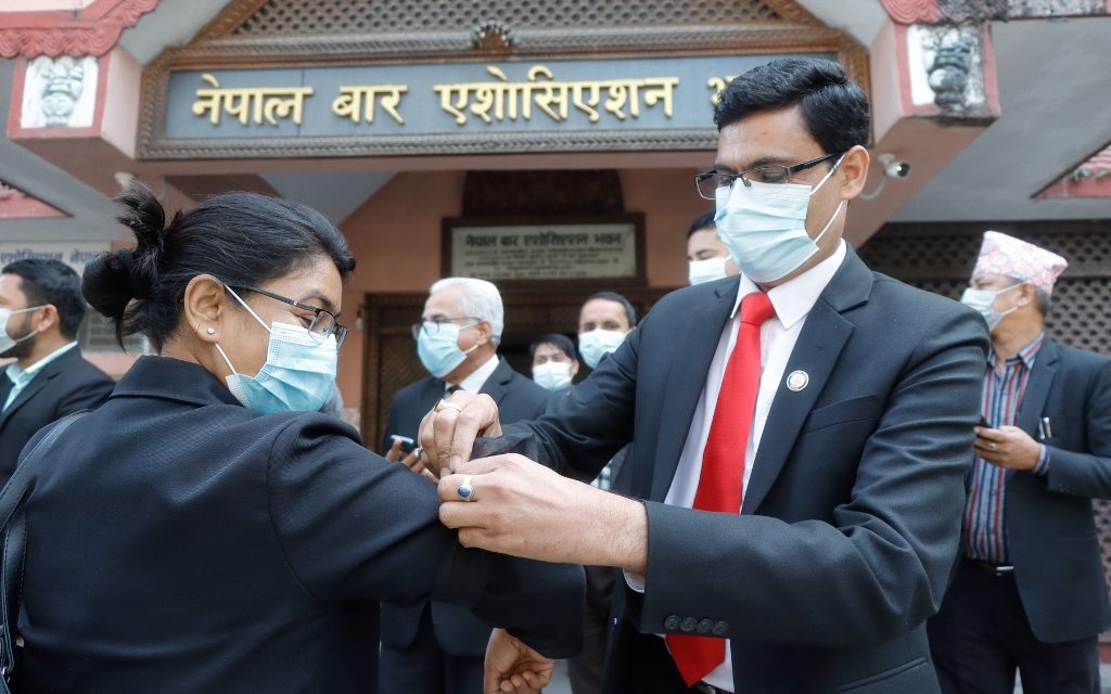 Protest with black band