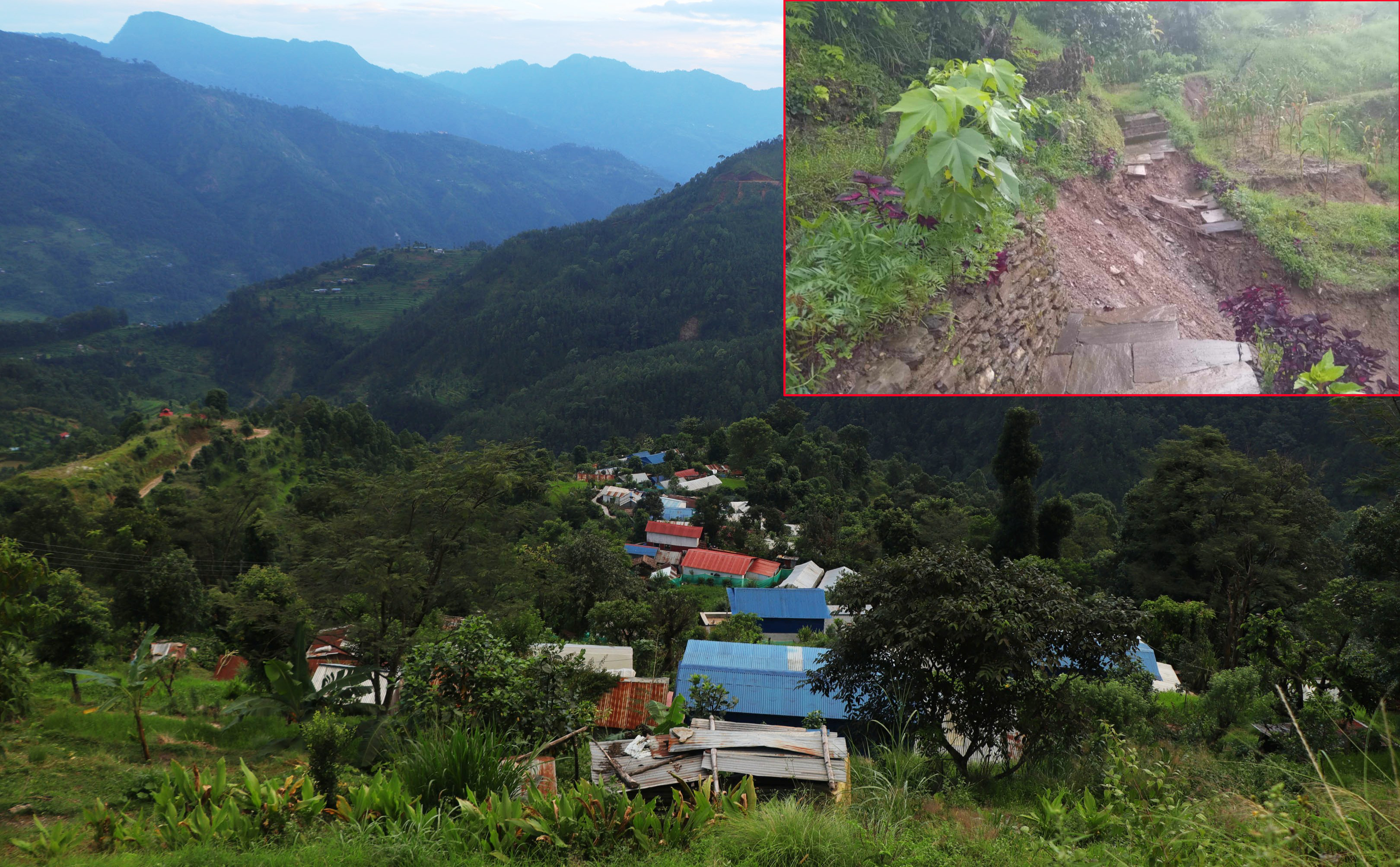धादिङ गुम्दीको गुरुङगाउँ पहिरोको जोखिममा