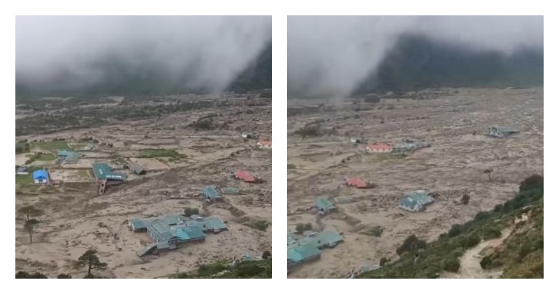 सोलुखुम्बुको थामेमा भीषण बाढी, हिमताल फुटेको आशङ्का