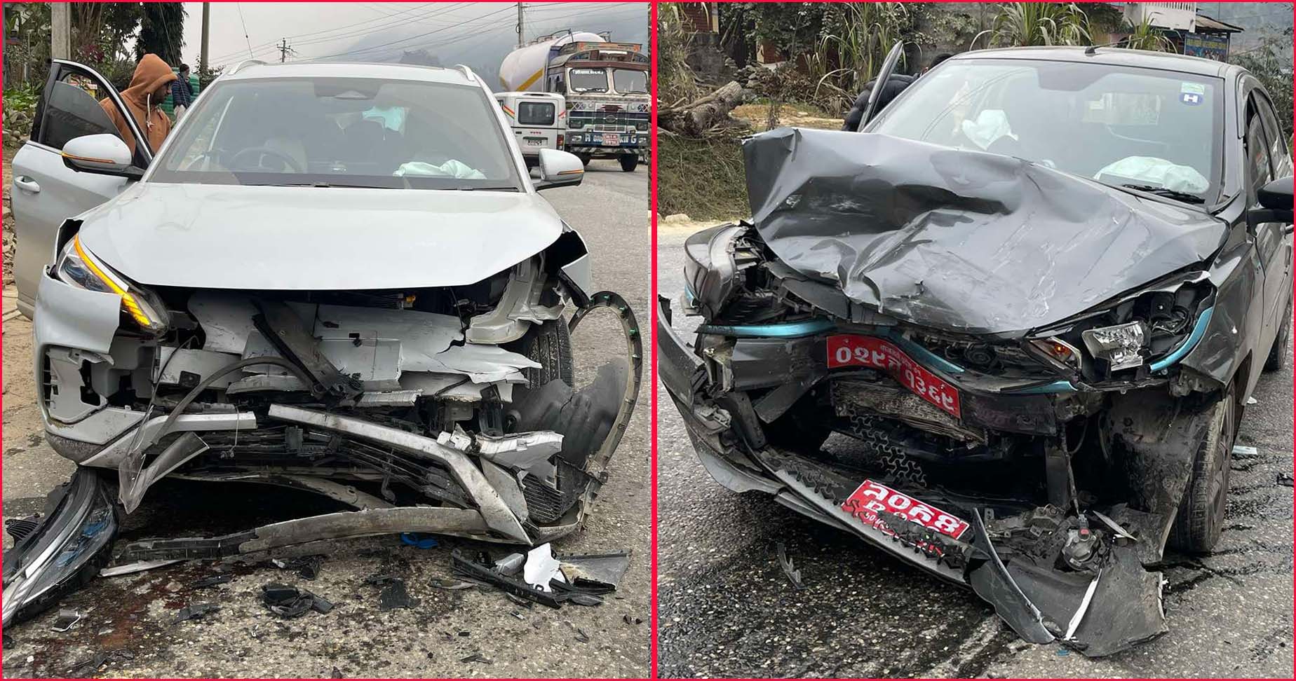 धादिङको सलाङघाटमा दुइ वटा कार ठोक्किदा ४ जना घाइते