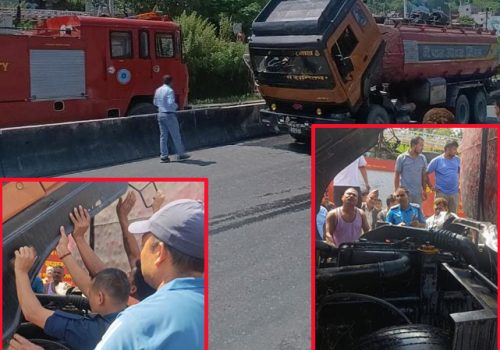 धादिङको खानीखोलामा पेट्रोलियम पदार्थ बोकेको ट्यांकरमा आगलागी