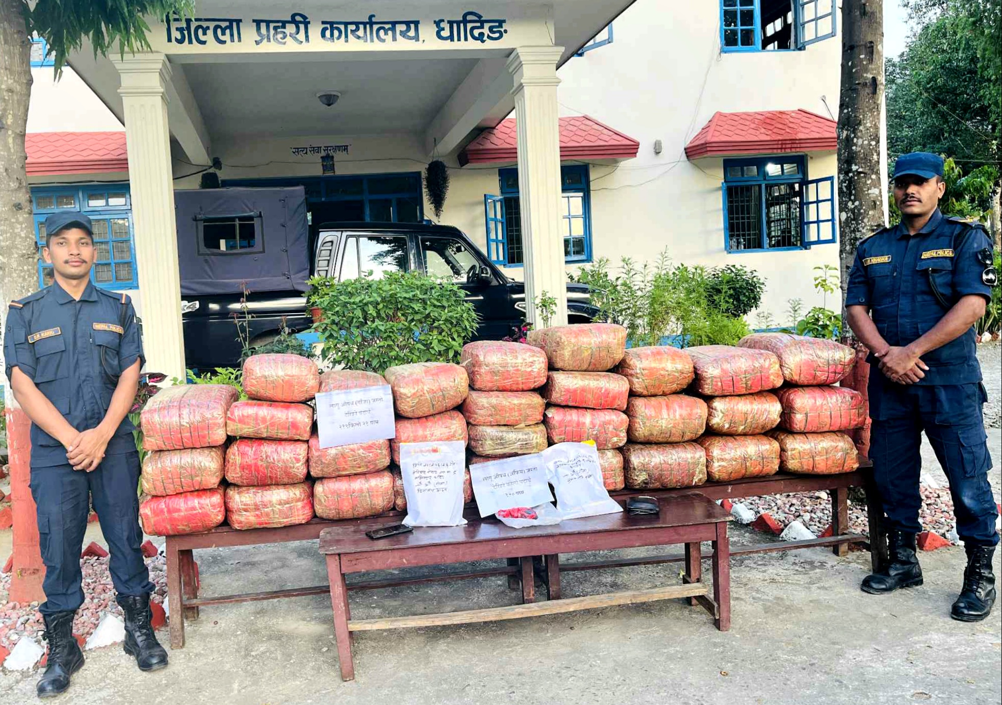 २१९ केजी गाँजा र २ केजी पोल्याङसहित धादिङबाट ४ जना पक्राउ