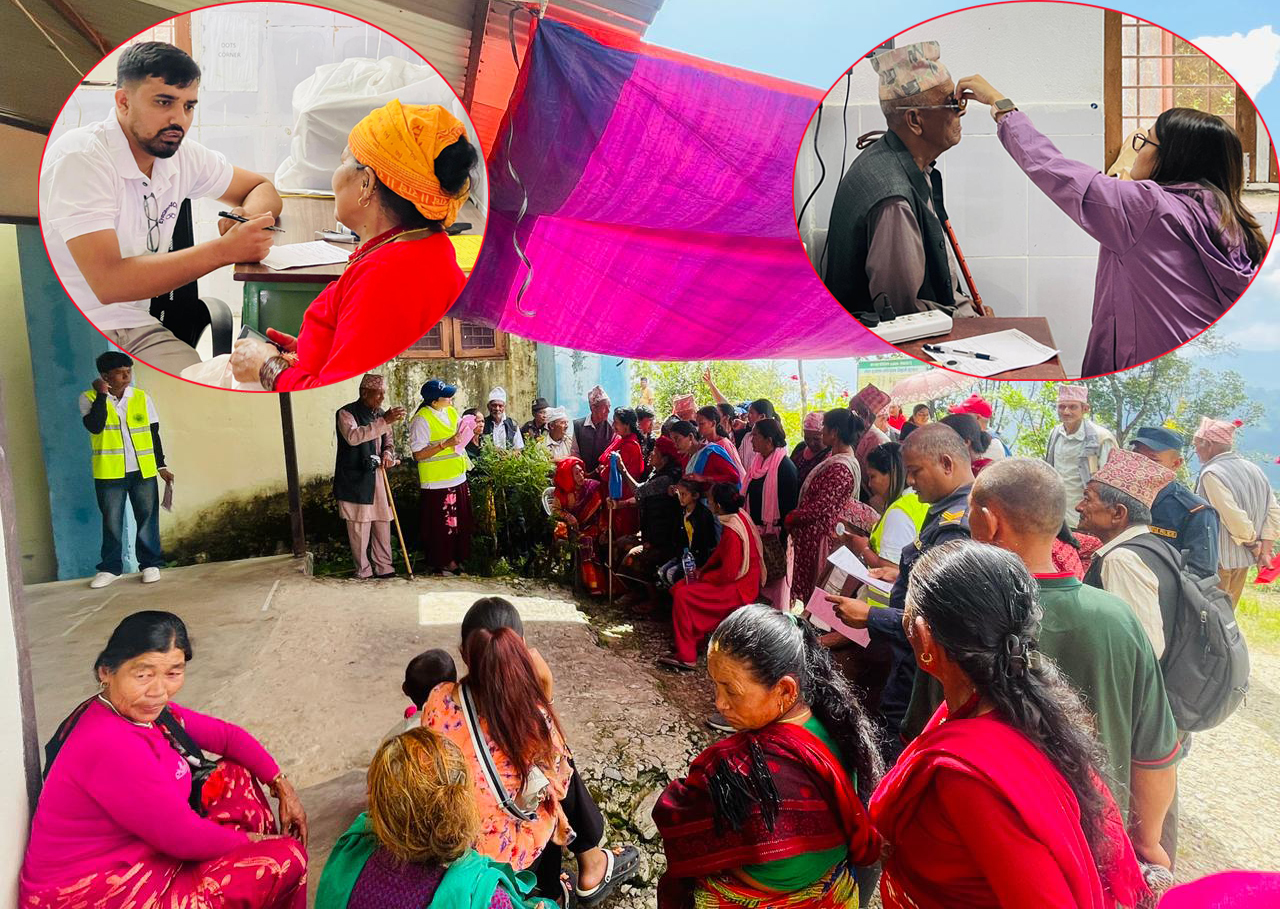 धादिङको गङ्गाजमुना गाउँपालिकामा निःशुल्क आँखा शिविर, ९ सय ५४ जनाले सेवा लिए