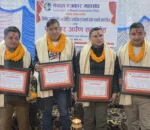 नेपाल पत्रकार महासंघ धादिङद्वारा चार जना पत्रकारहरु सम्मानित